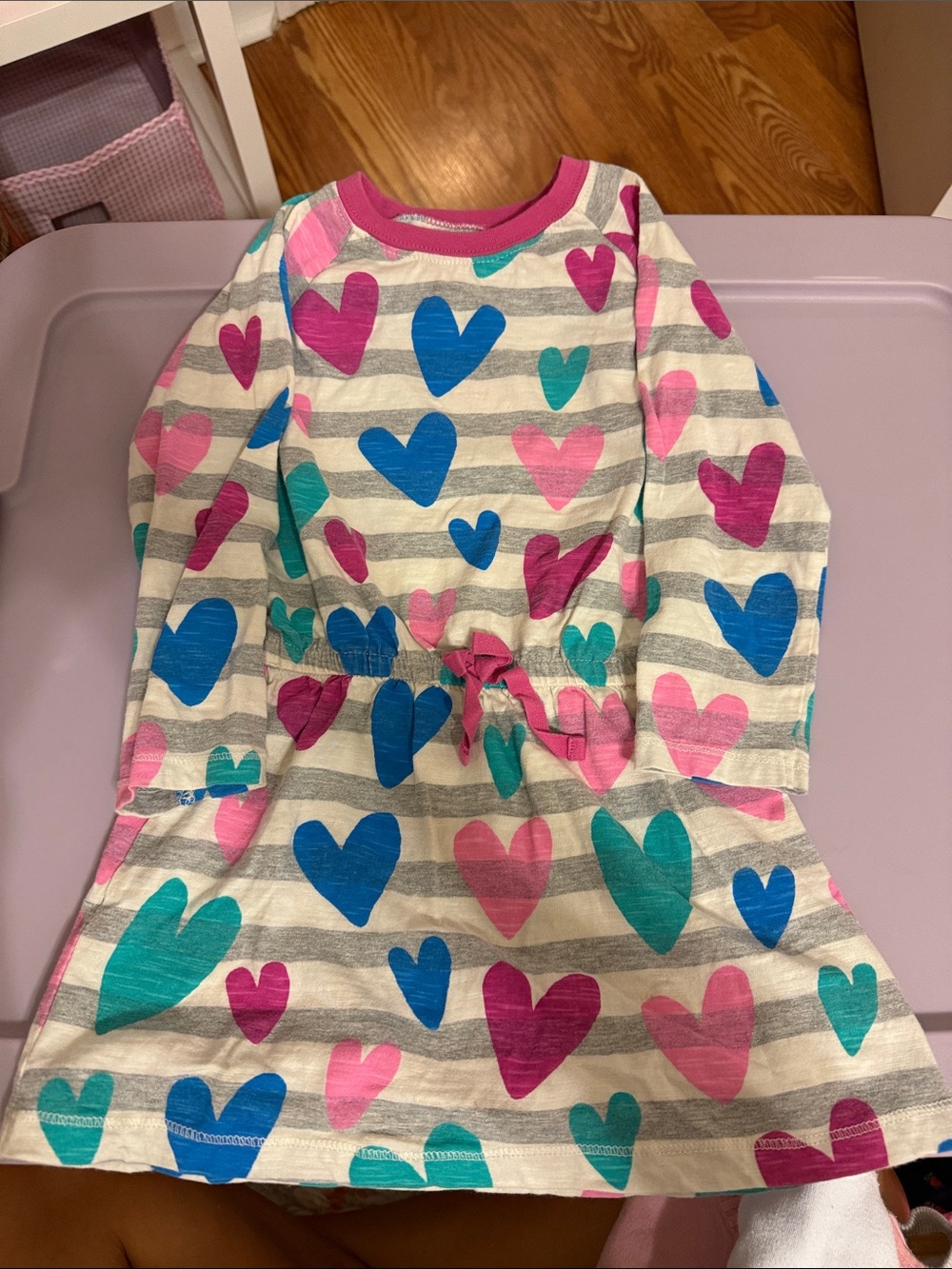 Hatley Long-Sleeve Heart Print Dress - Pink, Blue & Teal